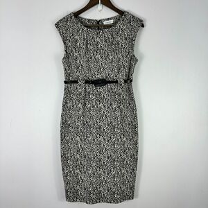 Calvin Klein Sheath Dress Womens 6 Sleeveless Belted Quiet Luxury Capsule Career